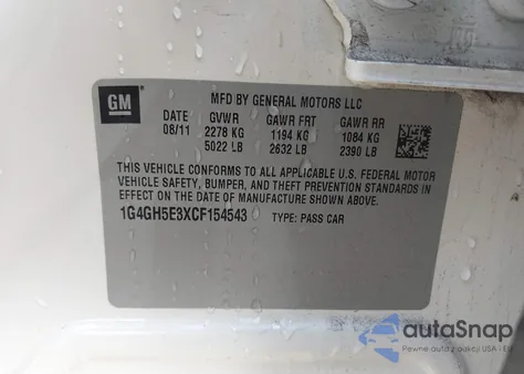 2012 Buick Lacrosse Premium 3 Group z USA, uszkodzony, nr VIN 1G4GH5E3XCF154543